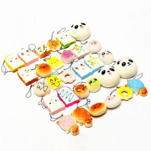  Msb store מוצרי pipo  Banggood Kawaii 10Pcs Exquisite Squishy Random Charm Soft Panda/Bread/Cake/Buns Phone Straps Toys Decor